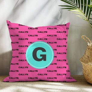 Oreiller jeté en monogramme à motif de nom rose ch