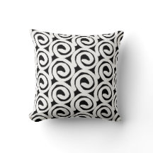 Oreiller jeté en spirale noir et blanc moderne