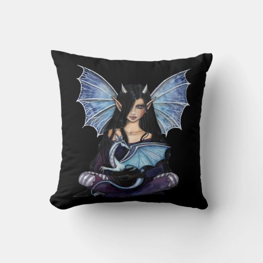 Oreiller jeté Fée Dragon Saphir (Recto)