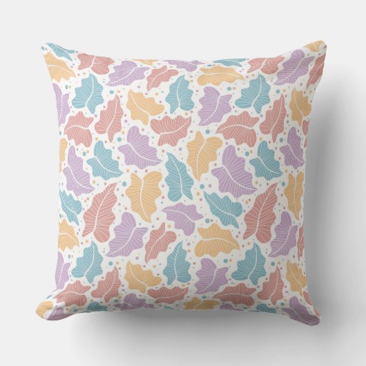 Oreiller Jeté Feuilles Tropicales Pastel (Recto)