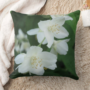 Oreiller jeté Fleurs de Jasmin Nom Personnalisé