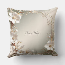 Oreiller jeté floral blanc orné
