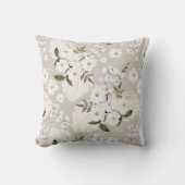 Oreiller jeté floral Boho neutre Fleurs blanches (Recto)