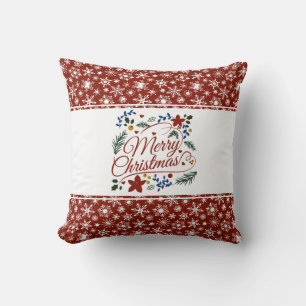 Oreiller jeté Floral Joyeux Noël