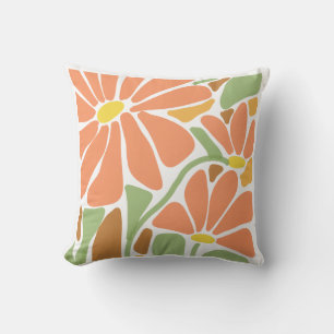 Oreiller jeté floral orange moderne Botanique au