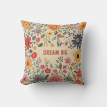 Oreiller jeté floral - Oreiller de citation Rêve g