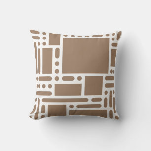 Oreiller jeté géométrique abstrait marron taupe mo