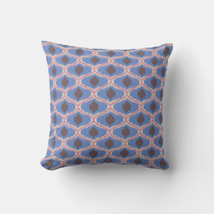 Oreiller jeté géométrique Ikat Rose Bleu