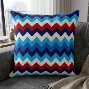 Oreiller jeté grand Chevron Rouge Blanc Bleu Cool