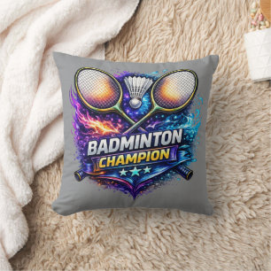 Oreiller jeté graphique coloré de champion de badm