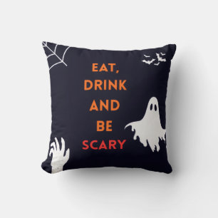 Oreiller jeté Halloween « Manger, boire et être ef