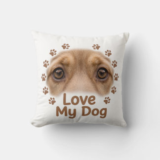 Oreiller jeté J'aime mon chien