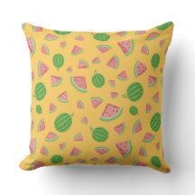 Oreiller jeté jaune à motif de pastèque mignon