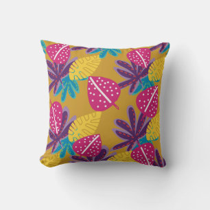 Oreiller jeté jaune tropical pour décoration de la