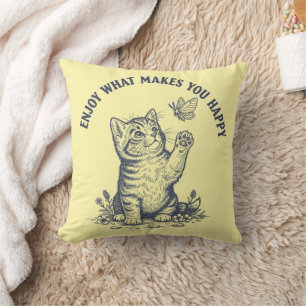 Oreiller jeté Kitten Profitez de ce qui vous rend 