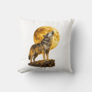 Oreiller jeté Loup hurlant à la Lune
