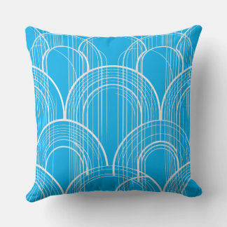 Oreiller jeté moderne à motif d'arche bleue, minim