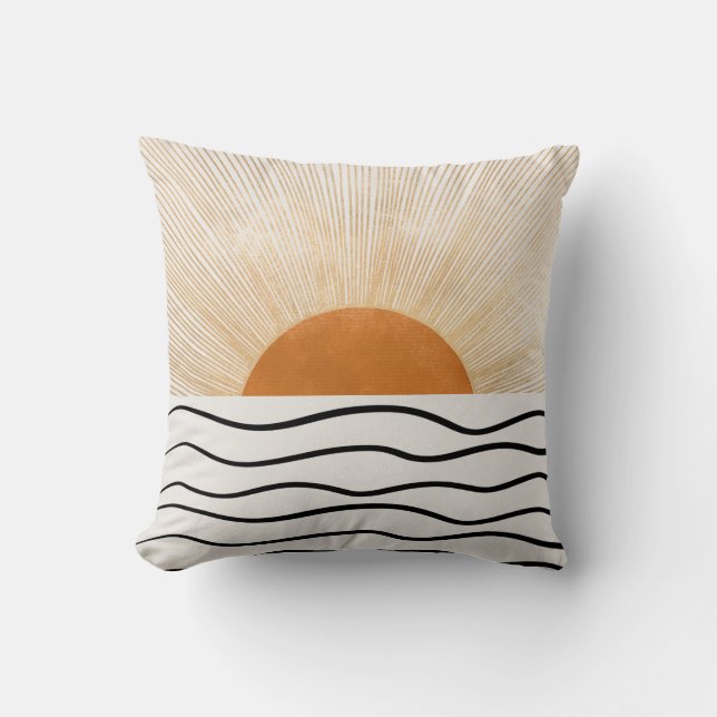Oreiller jeté moderne avec vagues océaniques et le (Recto)
