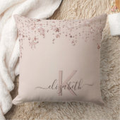 Oreiller jeté Monogramme Nom Étoiles Blush Or Rose (Couverture)