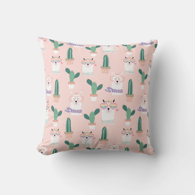 Oreiller jeté motif lama (Recto)