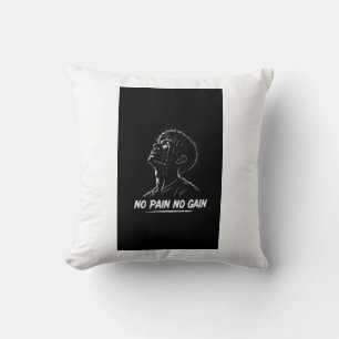Oreiller jeté motivant « No Pain No Gain »