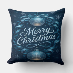 Oreiller jeté Ornement de Noël Bleu 