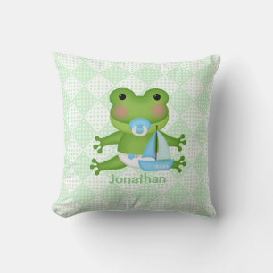 Oreiller jeté personnalisé de bébé grenouille mign