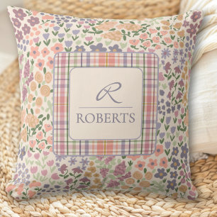 Oreiller jeté personnalisé en patchwork floral et