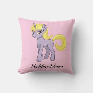 Oreiller jeté personnalisé fille licorne