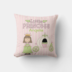 Oreiller jeté personnalisé Princesse rose et vert
