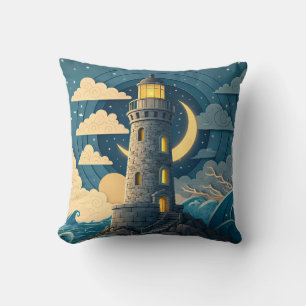 Oreiller jeté Phare de Nuit Enchanté Océan