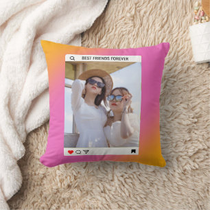 oreiller jeté photo instagram meilleure amie rose