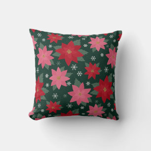 Oreiller jeté Poinsettias de Noël Préparé Clair