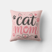 Oreiller jeté pour maman de chat - Empreintes de p (Verso)