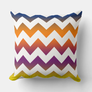 Oreiller jeté rayé en zig zag coloré