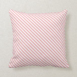 Oreiller jeté rayé rose moyen et blanc