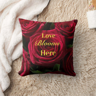 Oreiller jeté Roses Rouges Bourgogne Love Blooms H