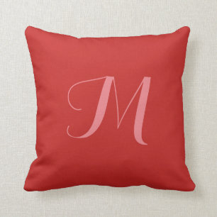 Oreiller jeté rouge personnalisable avec monogramm