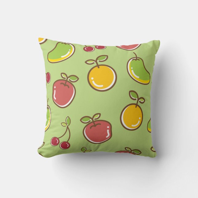 Oreiller jeté sur le thème des fruits vert clair (Recto)