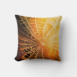 Oreiller jeté toile d'araignée orange noire effray