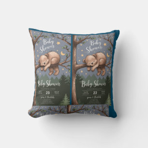 Oreiller jeté Woodland Sleepy Bear Forêt cosy An