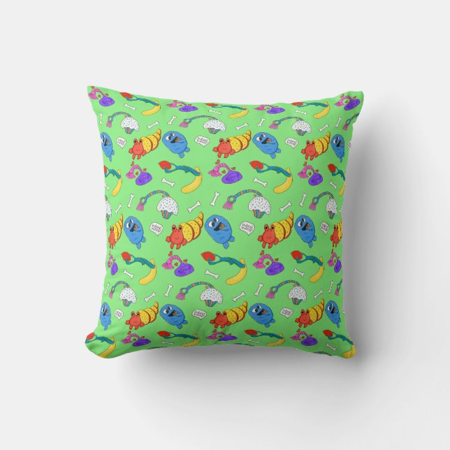 Oreiller "Jouets et os pour chiens" Vert (Recto)