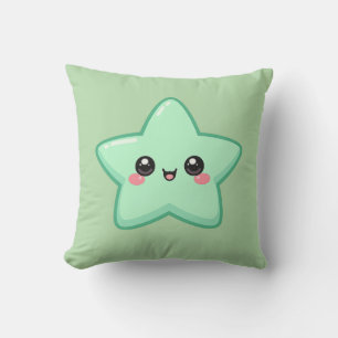 Oreiller Kawaii Étoile Verte Happy 