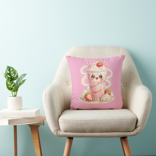 Oreiller Kawaii Milkshake aux Fraises (Chaise)