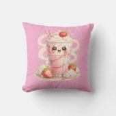 Oreiller Kawaii Milkshake aux Fraises (Recto)