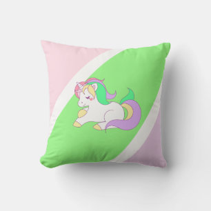 Oreiller Licorne Rose Lime Violet Personnalisé