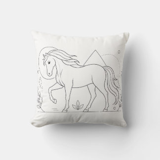 Oreiller livre de coloriage de cheval