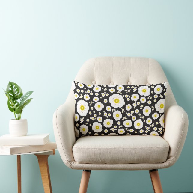 Oreiller lombaire aux coquelicots blancs (Chaise)