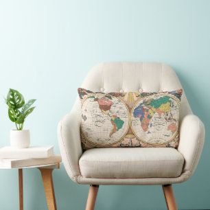 Oreiller Lombaire Carte du Monde Vintage