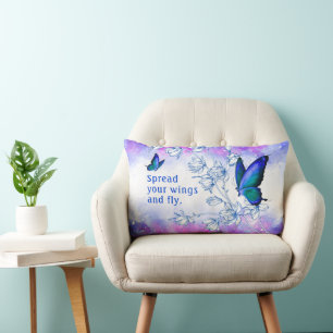 Oreiller lombaire inspirant Papillon Bleu